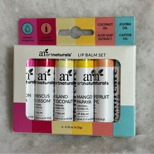 ArtNaturals Beeswax Lip Balm Set of 6 x 0.15 Oz‎ Smooth Application New In Box